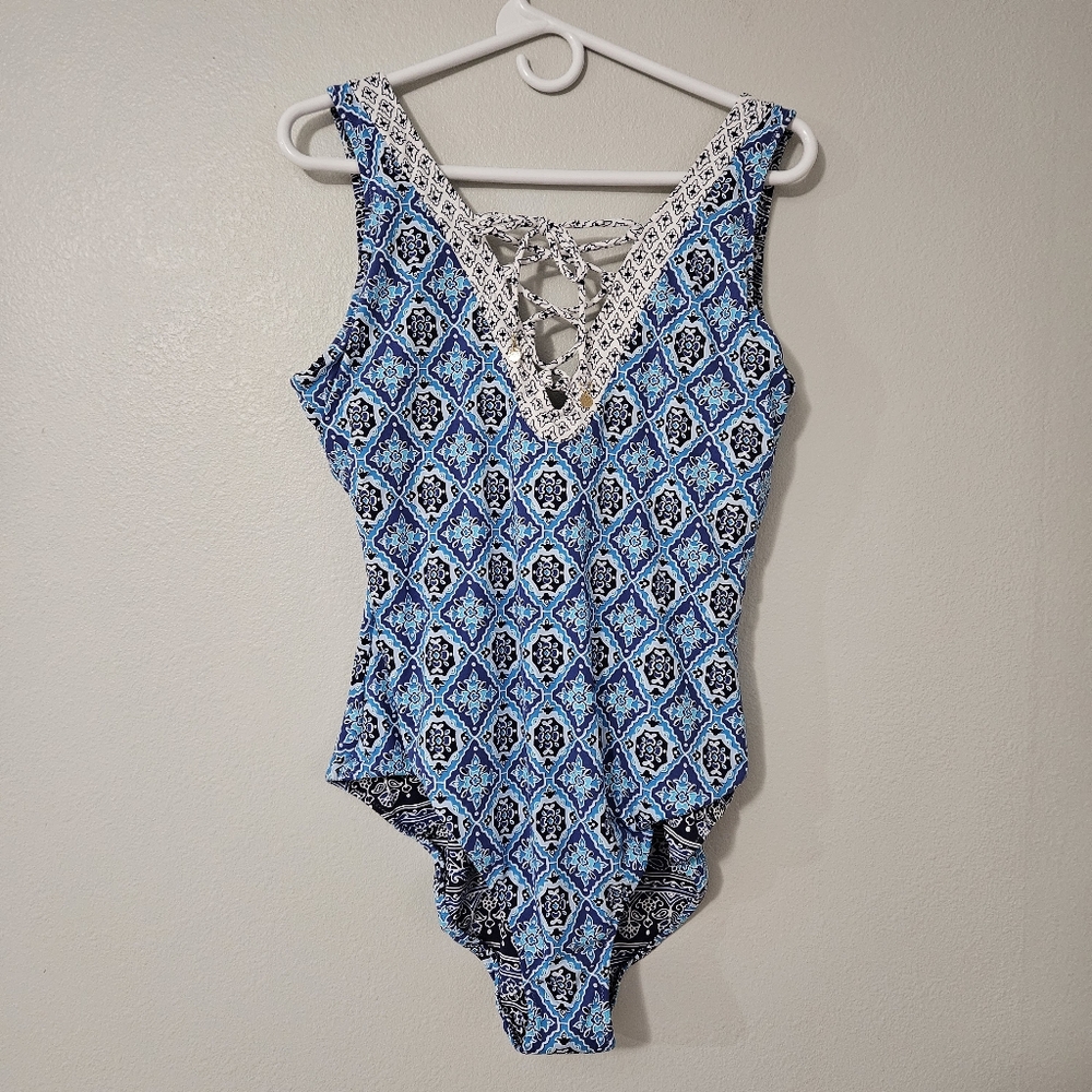 NWOT Tommy Bahama Tika Tiles Reversible Swimsuit 14